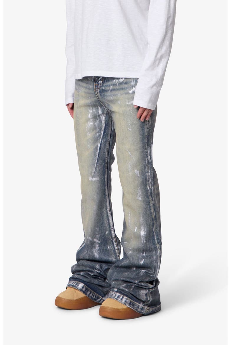 Waxed Super Stacked Relaxed Jeans, Alternate, color, BLUE
