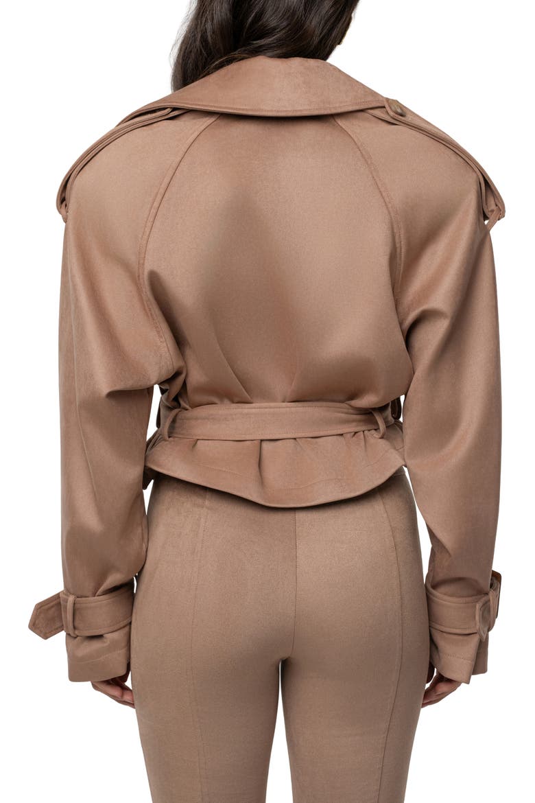 Latte Belted Crop Jacket, Alternate, color, BEIGE