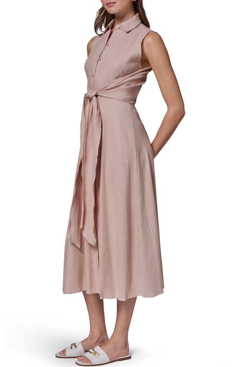 Sleeveless Linen Blend Shirtdress, Alternate, color, SNOW PETAL