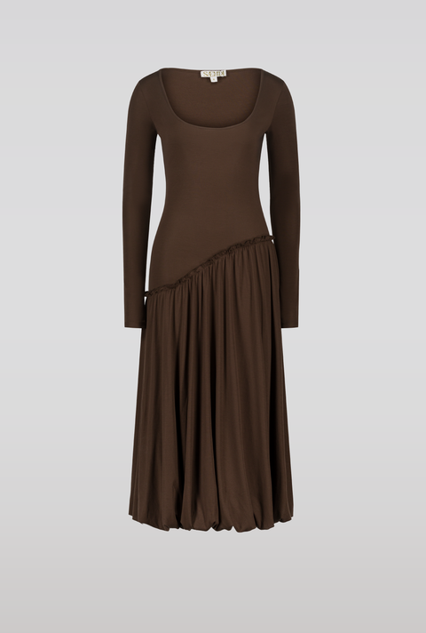 Asymmetric Hip Dress with Scoop Neck