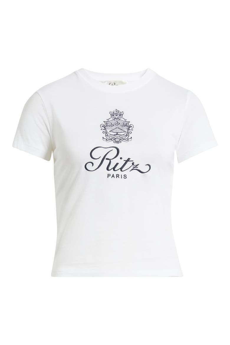 x The Ritz Paris Logo Graphic Baby Tee, Alternate, color, WHITE