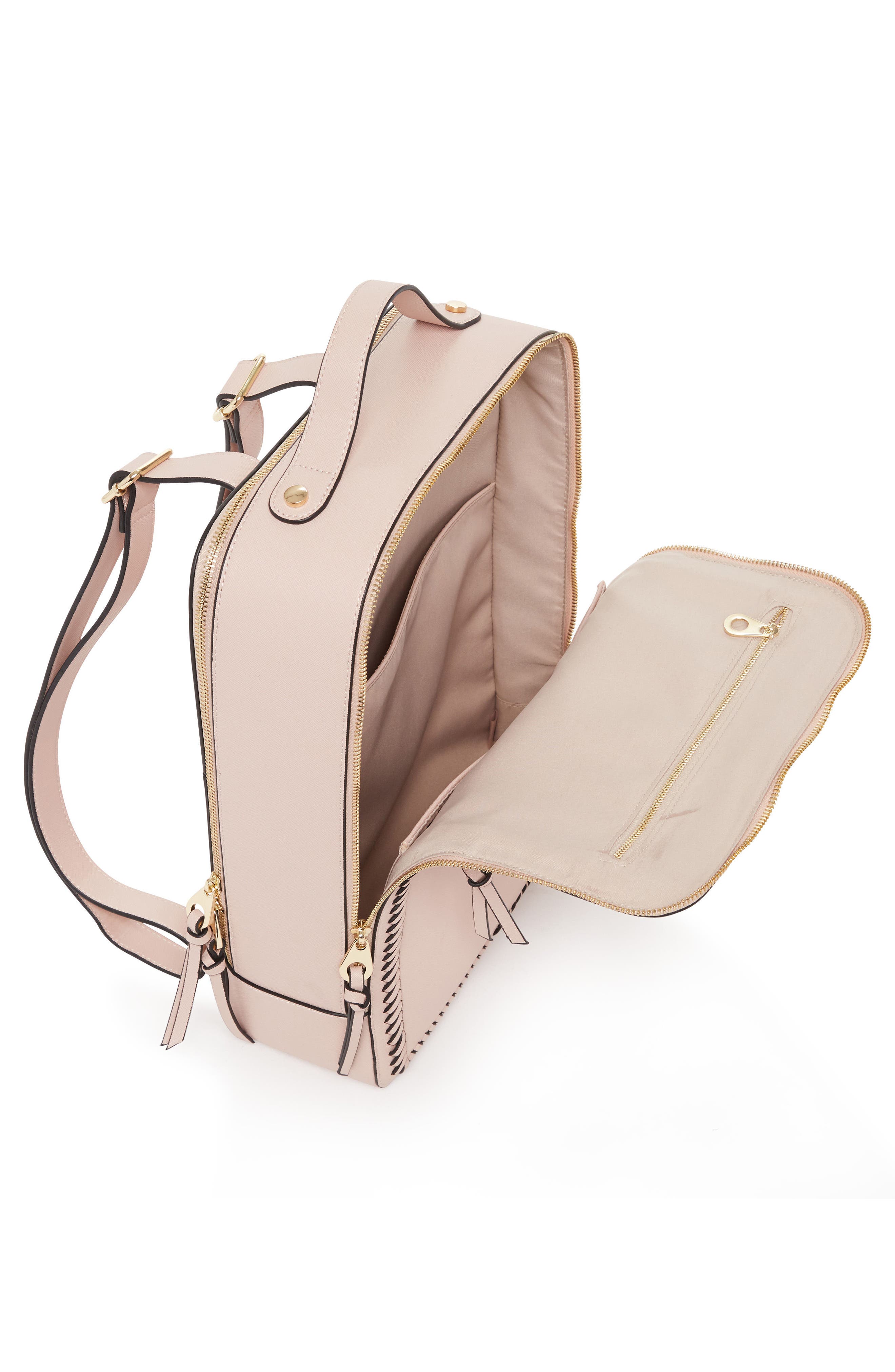 Kaya Faux Leather Laptop Backpack, Alternate, color, BLUSH PINK