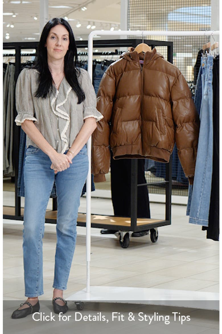 Wintry Faux Leather Hooded Puffer Jacket video