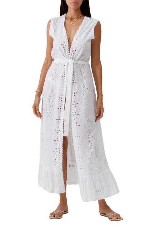 Marta Eyelet Cotton Maxi Cover-Up Dress