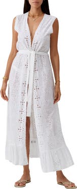 Melissa Odabash Marta Eyelet Cotton Maxi Cover-Up Dress