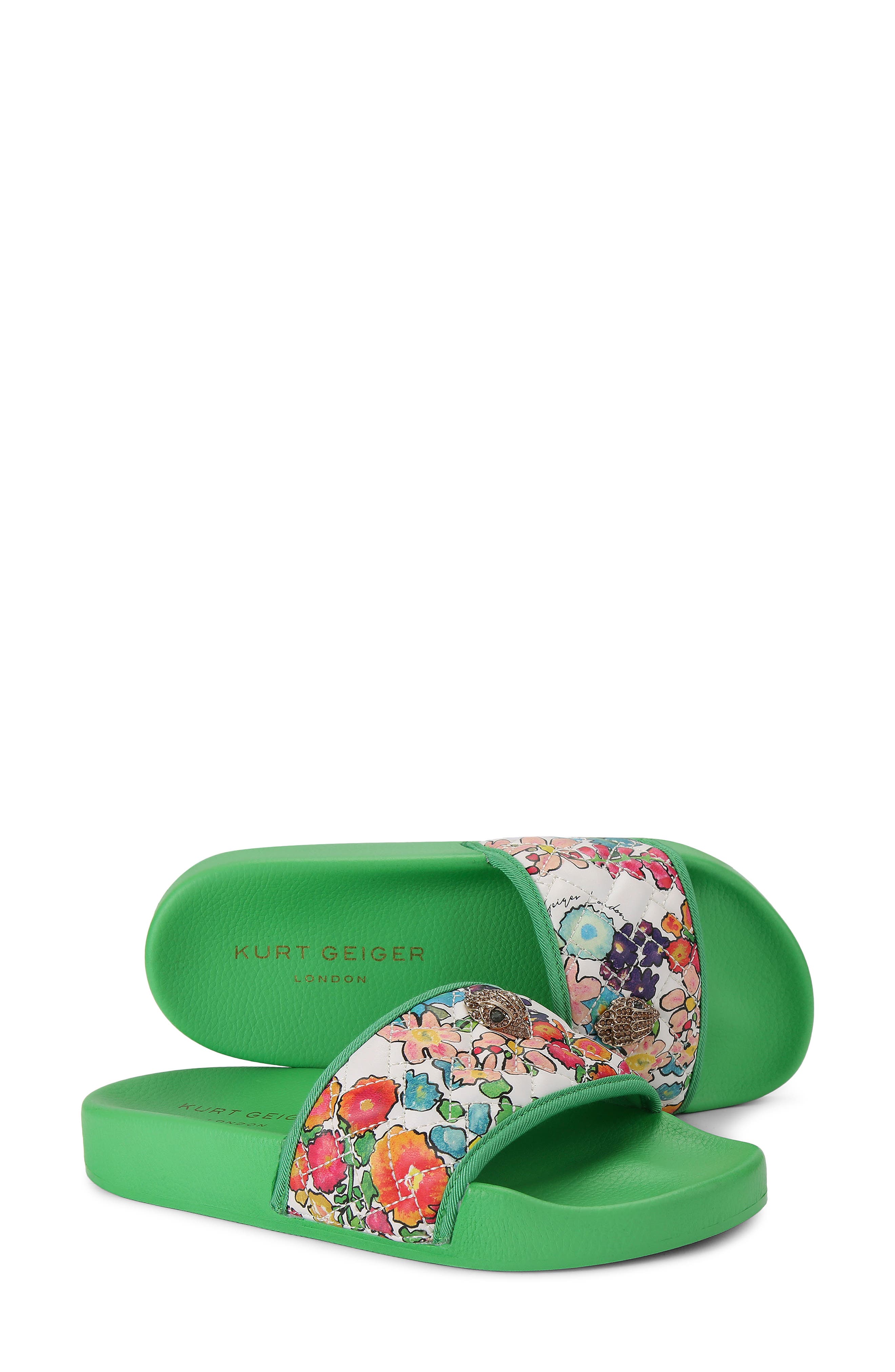 Kurt Geiger London Meena Eagle Slide Sandal, Alternate, color, Green/ Open White