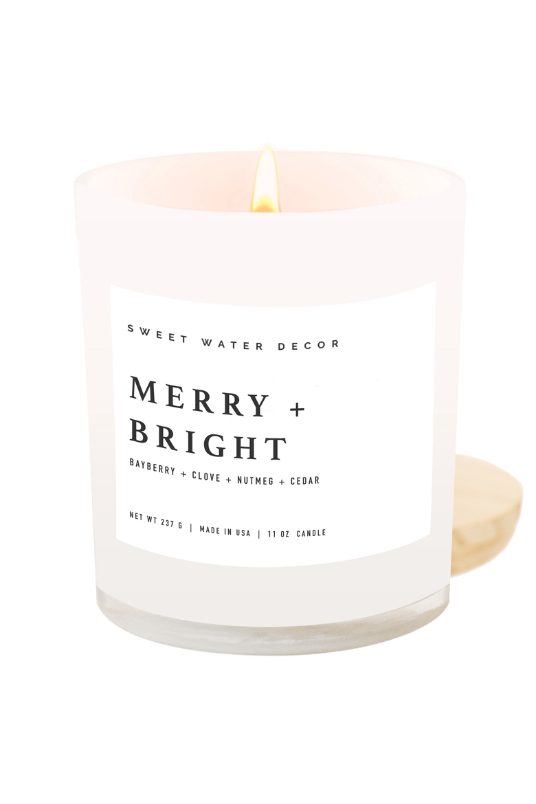 11oz White Jar Candle - Woods & Earthy Scents, Main, color, Merry and Bright