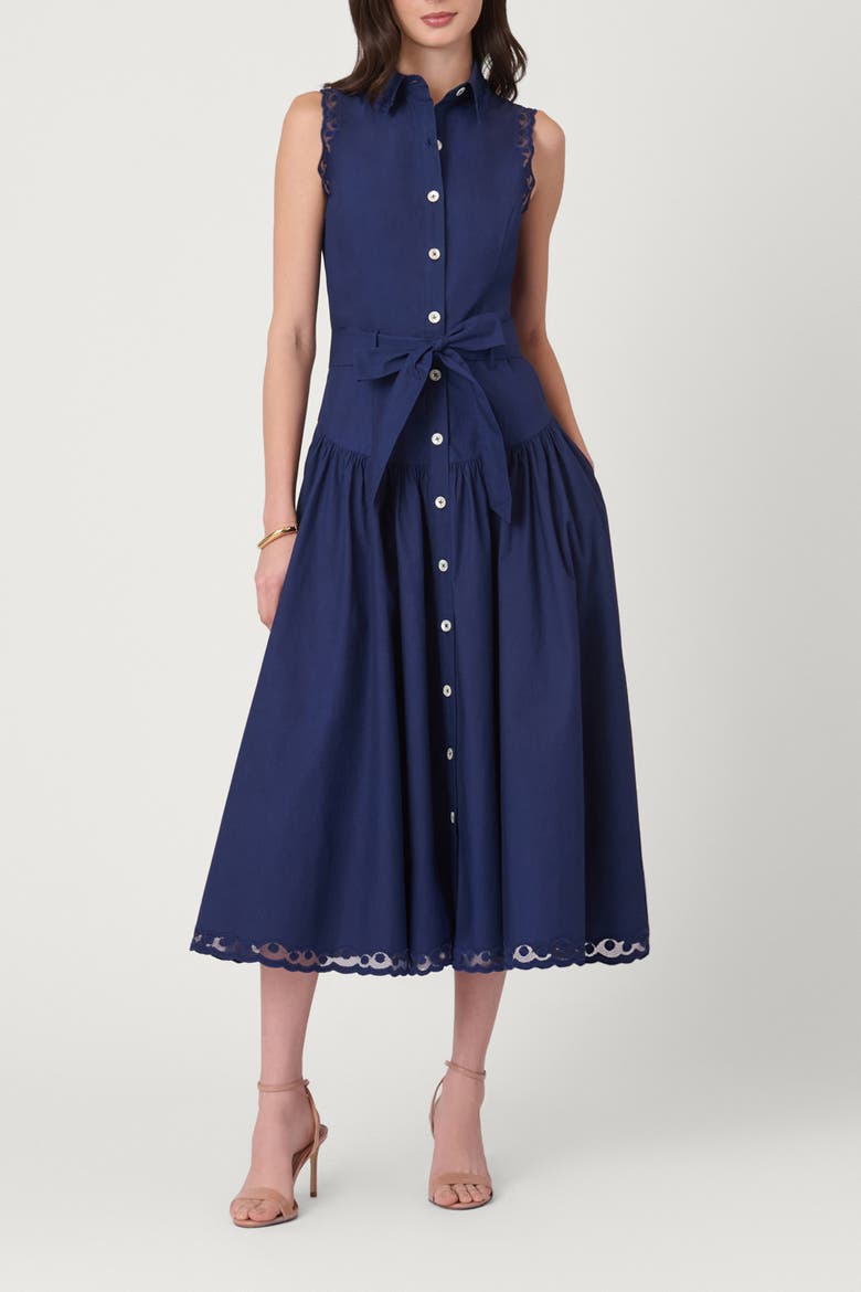 Cotton Mesh Detail Bradley Dress, Main, color, Indigo