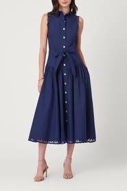 Shoshanna Cotton Mesh Detail Bradley Dress