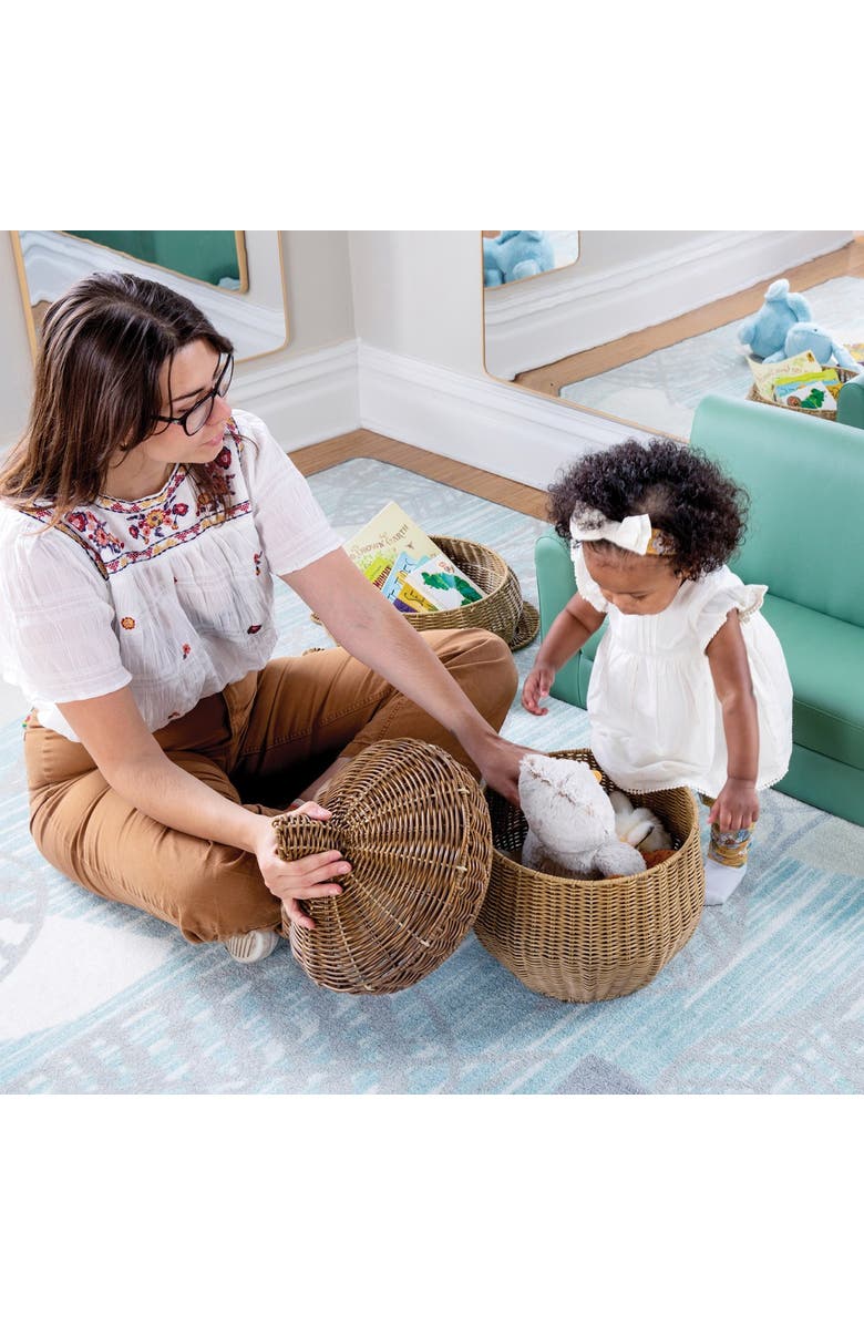 Kaplan Early Learning Company Acorn Washable Wicker Floor Basket, Alternate, color, Brown