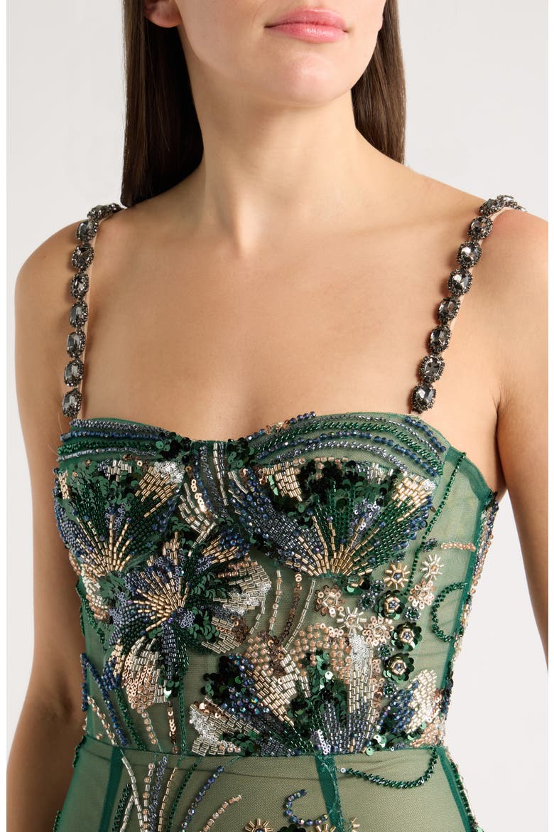 Embellished Column Gown, Alternate, color, GREEN MULTI