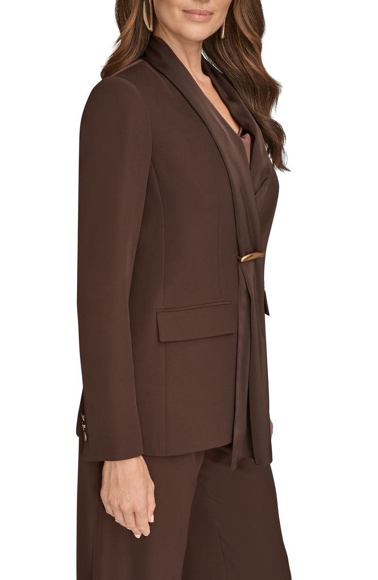 Donna Karan New York Mixed Media One-Button Blazer, Alternate, color, Chocolt Pl