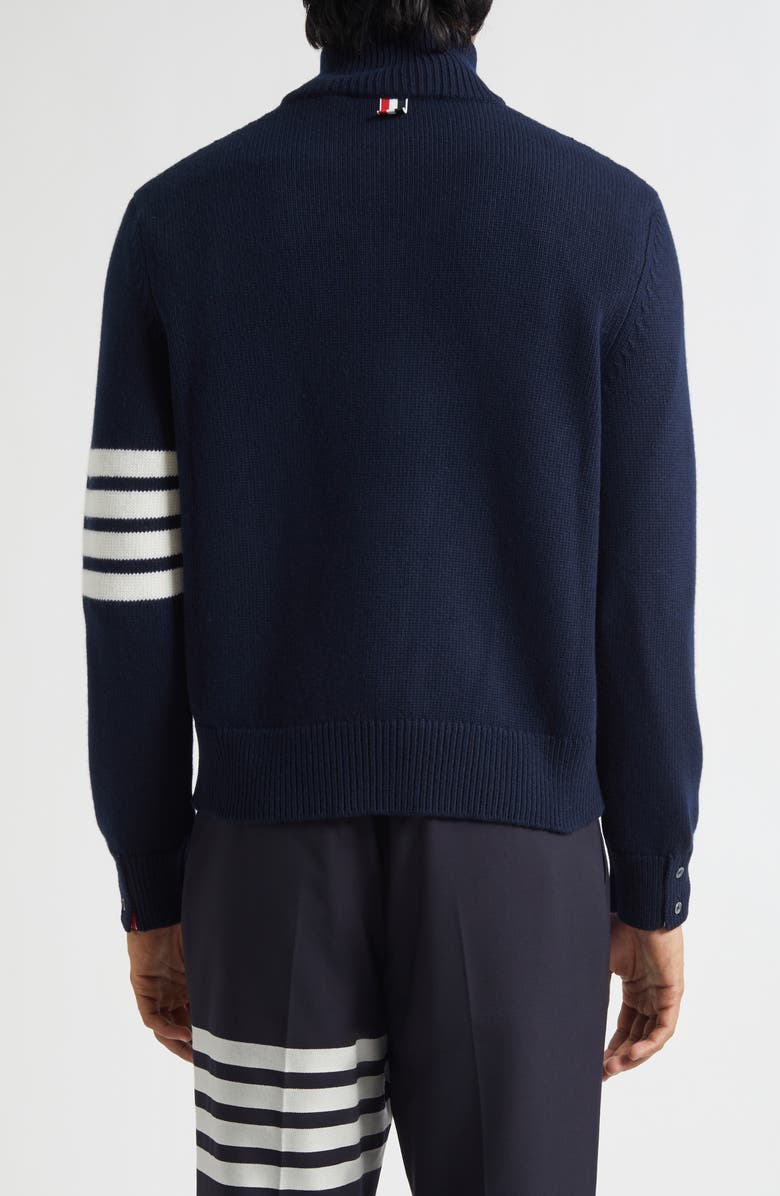 Thom Browne 4-Bar Jersey Stitch Virgin Wool Half Zip Sweater, Alternate, color, Navy