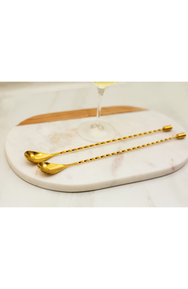 A Bar Above Gold Bar Spoons, Set of 2 with Spiral Handles, Alternate, color, Gold