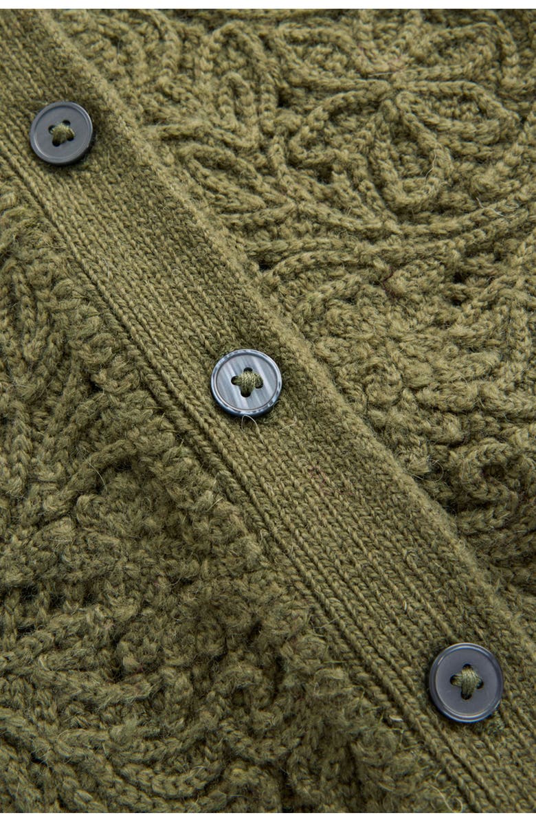 Boden Lace Appliqué Long Sleeve Tie Belt Midi Sweater Dress, Alternate, color,