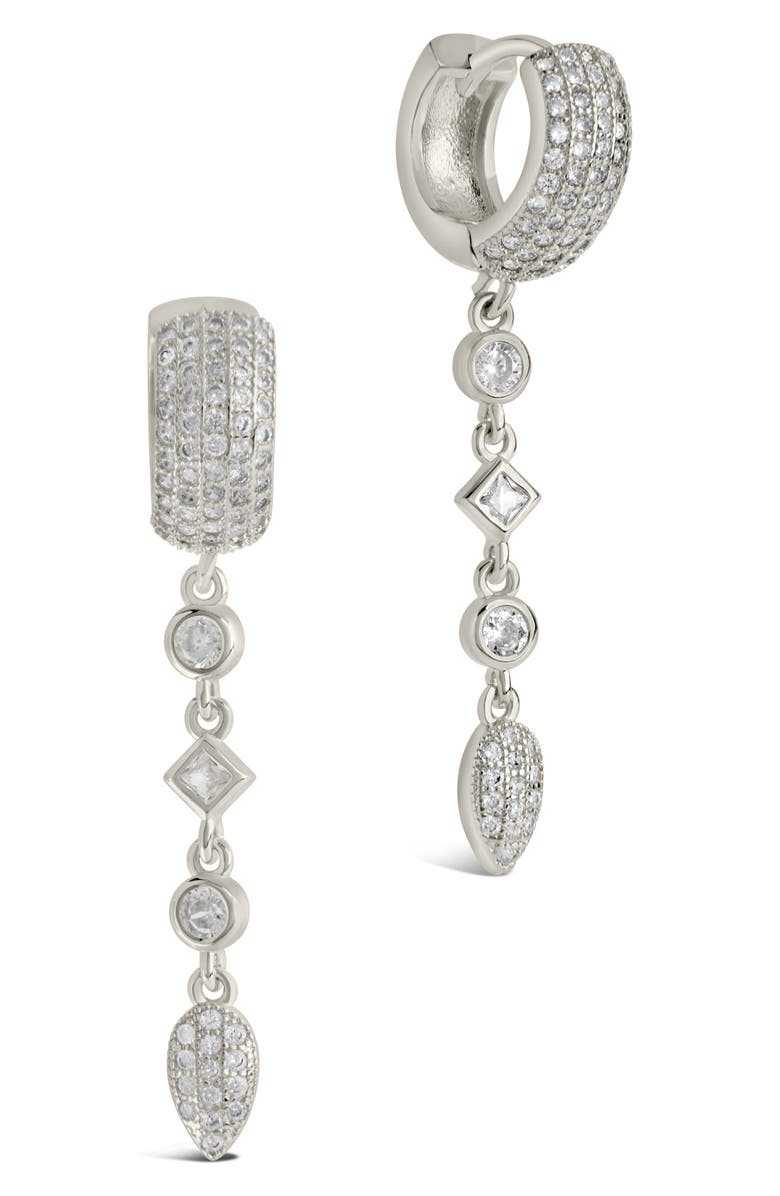 Sterling Forever Malin Drop Hoop Earrings, Main, color, Silver