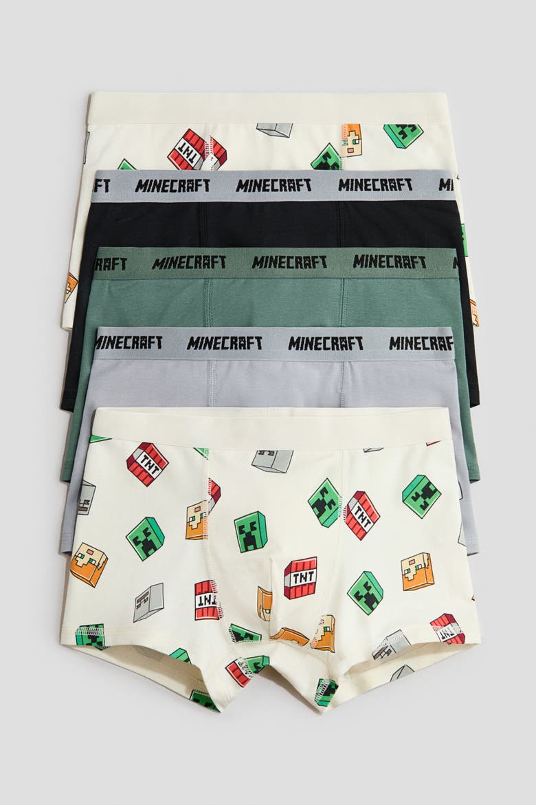 5-pack Printed Boxer Briefs, Main, color, Ivory/Minecraft