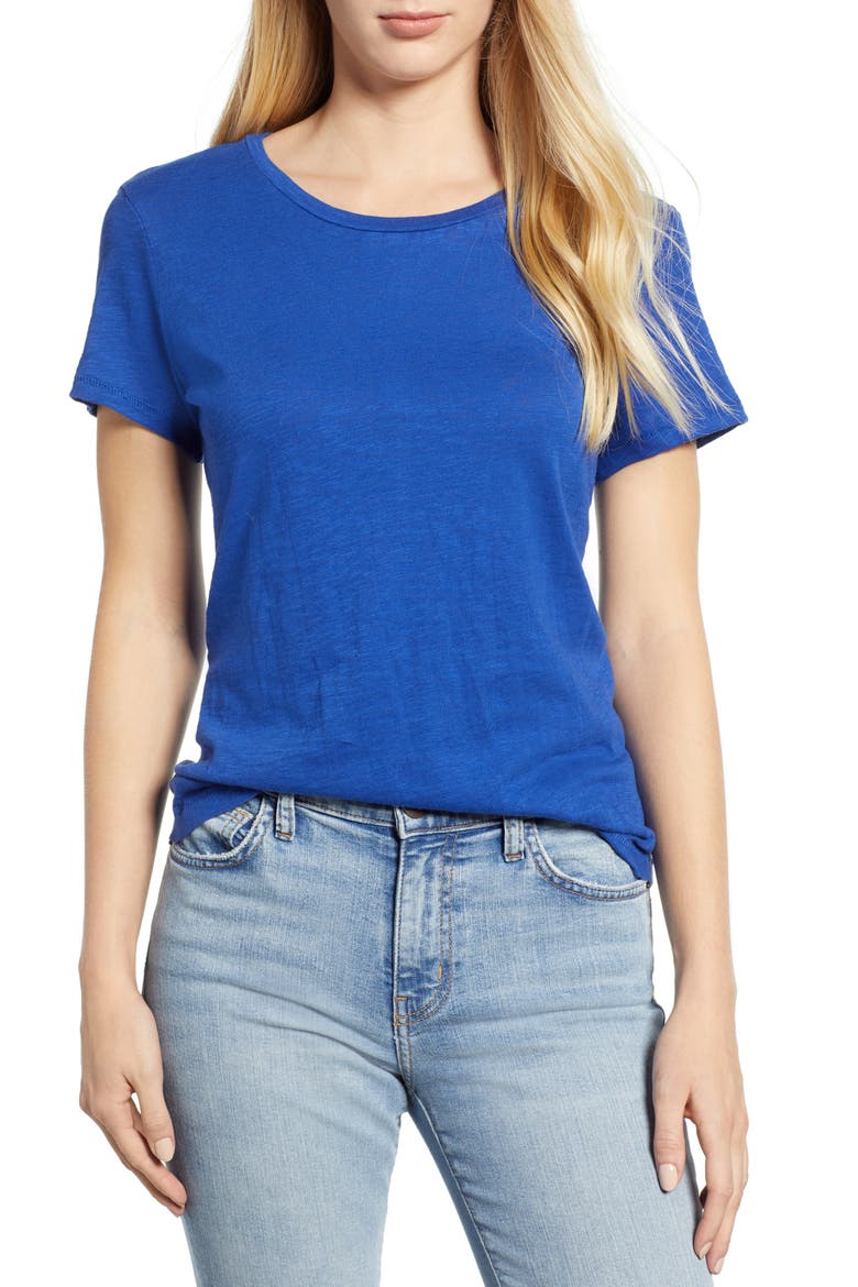 Slub Crewneck Tee, Main, color, BLUE MAZARINE
