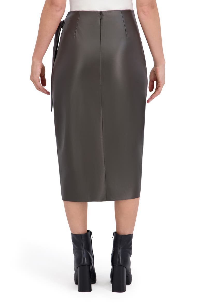 Supersoft Faux Leather Side Tie Midi Skirt, Alternate, color, OLIVE