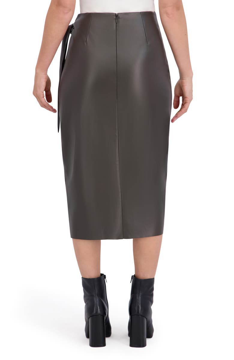 Ookie & Lala Supersoft Faux Leather Side Tie Midi Skirt, Alternate, color, Olive