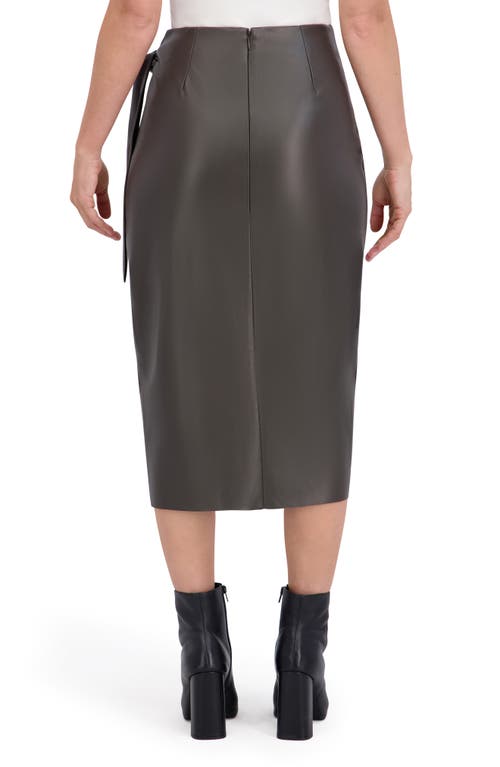 Ookie & Lala Supersoft Faux Leather Side Tie Midi Skirt In Green