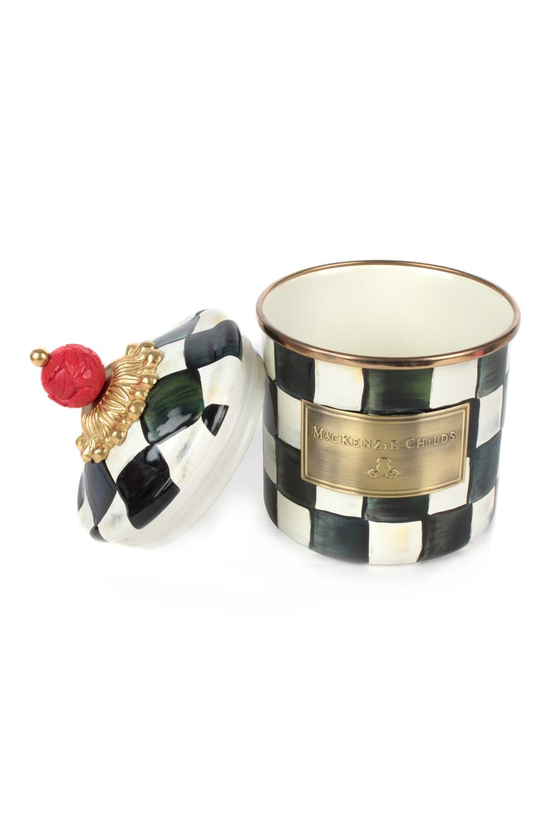 Courtly Check Enameled Steel Demi Canister, Alternate, color, BLACK/ WHITE