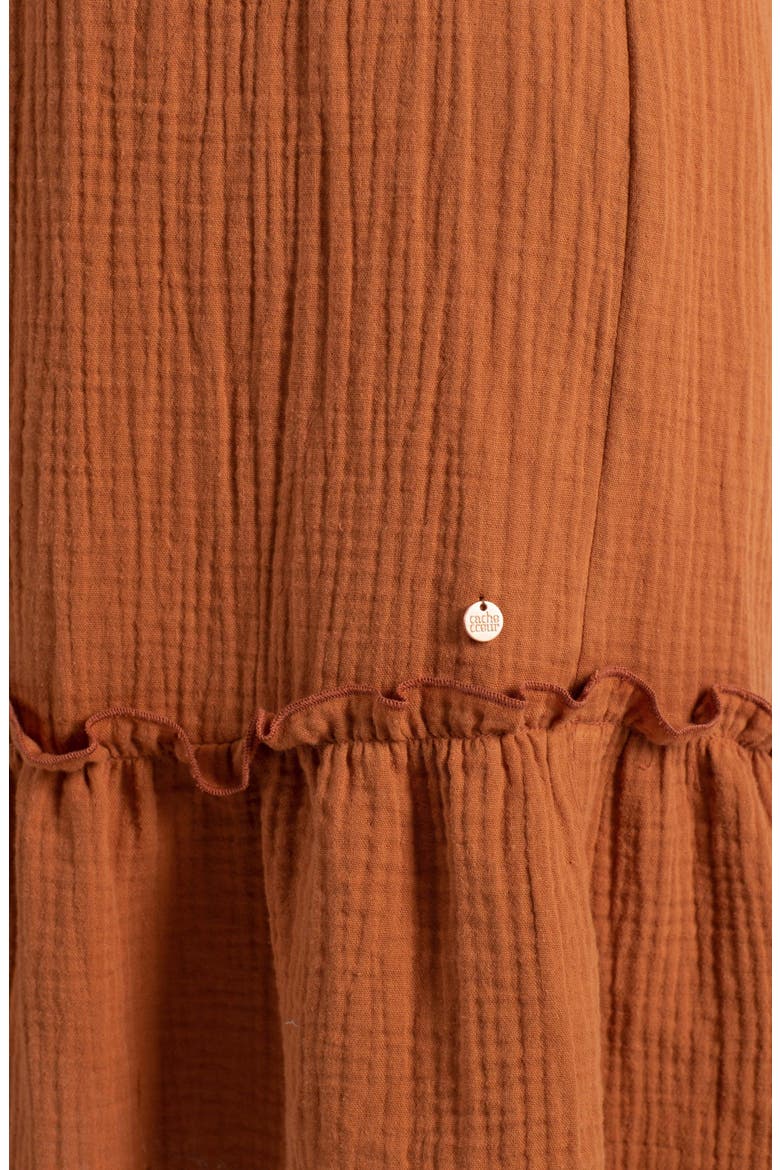Melody Organic Cotton Gauze Maternity/Nursing Midi Dress, Alternate, color, CARAMEL