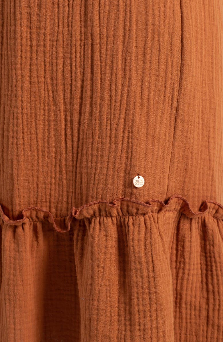 Cache Coeur Melody Organic Cotton Gauze Maternity/Nursing Midi Dress, Alternate, color, Caramel