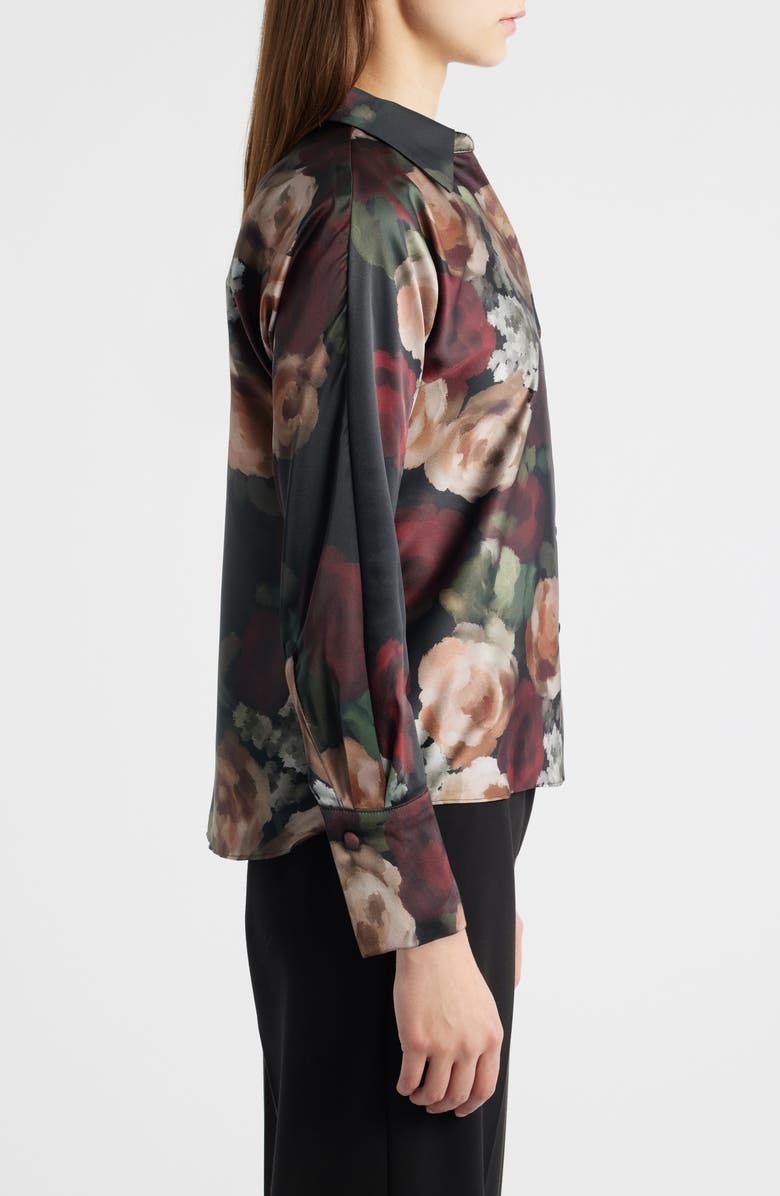 Halogen<sup>®</sup> Floral Button-Up Shirt, Alternate, color, Rich Black