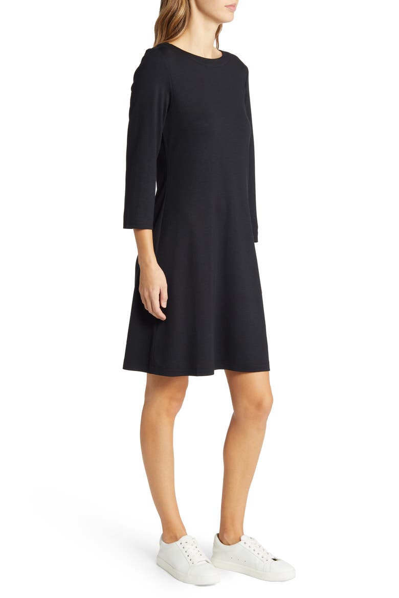 Darcy Three-Quarter Sleeve Minidress, Alternate, color, BLACK