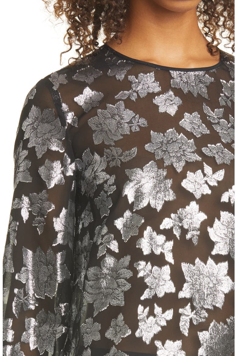 Metallic Pattern Silk Blend Blouse, Alternate, color, BLACK MIX/NOIR