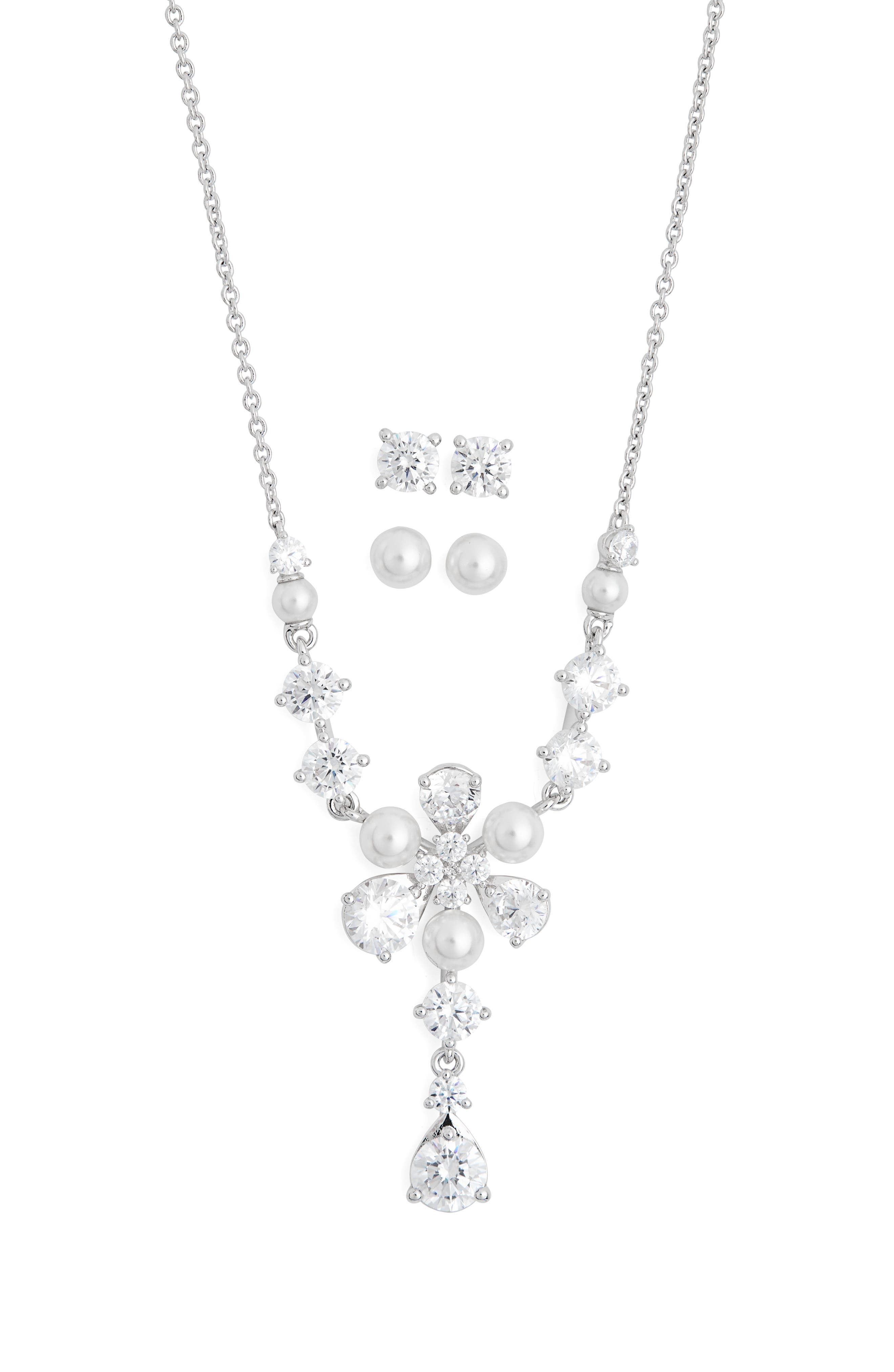 Nadri Pendant Necklace & Stud Earrings Set