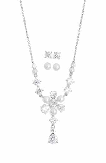 Nadri Pendant Necklace & Stud Earrings Set
