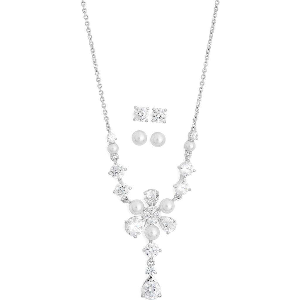 Nadri Floral Y Neck Set R In Silver