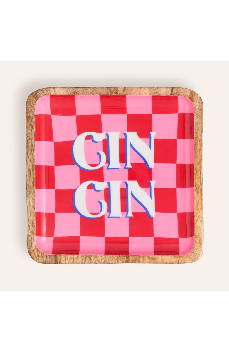 Zsa Zsa Zsu Lakri Mango Wood Tray 10X10 In, Main, color, Pink