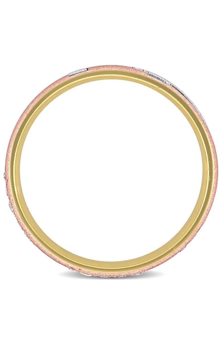 Julianna B. Cubic Zirconia Sandblast Finish Band 14k 3-Tone, Alternate, color, 