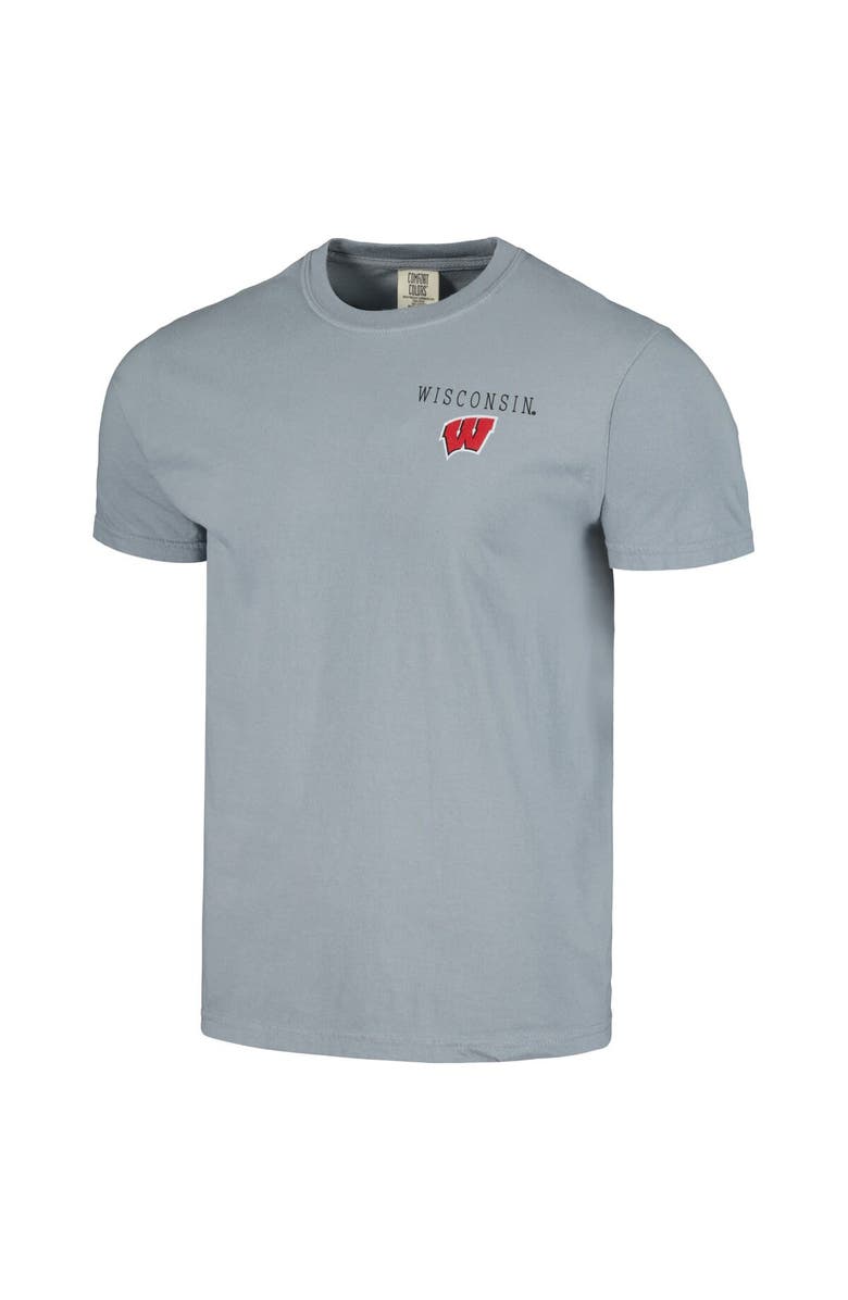 IMAGE ONE Men's Gray Wisconsin Badgers Campus Scene Comfort Colors T-Shirt, Alternate, color, Gray
