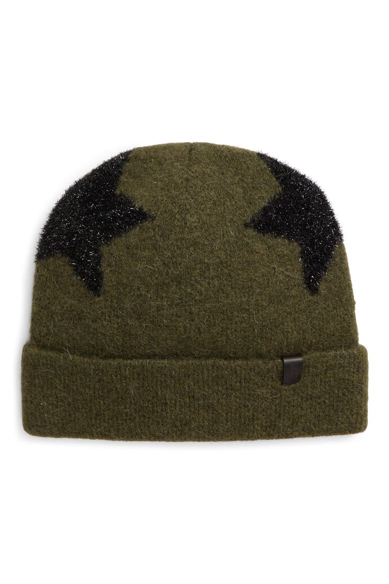 Metallic Star Beanie, Main, color, NEO GREEN