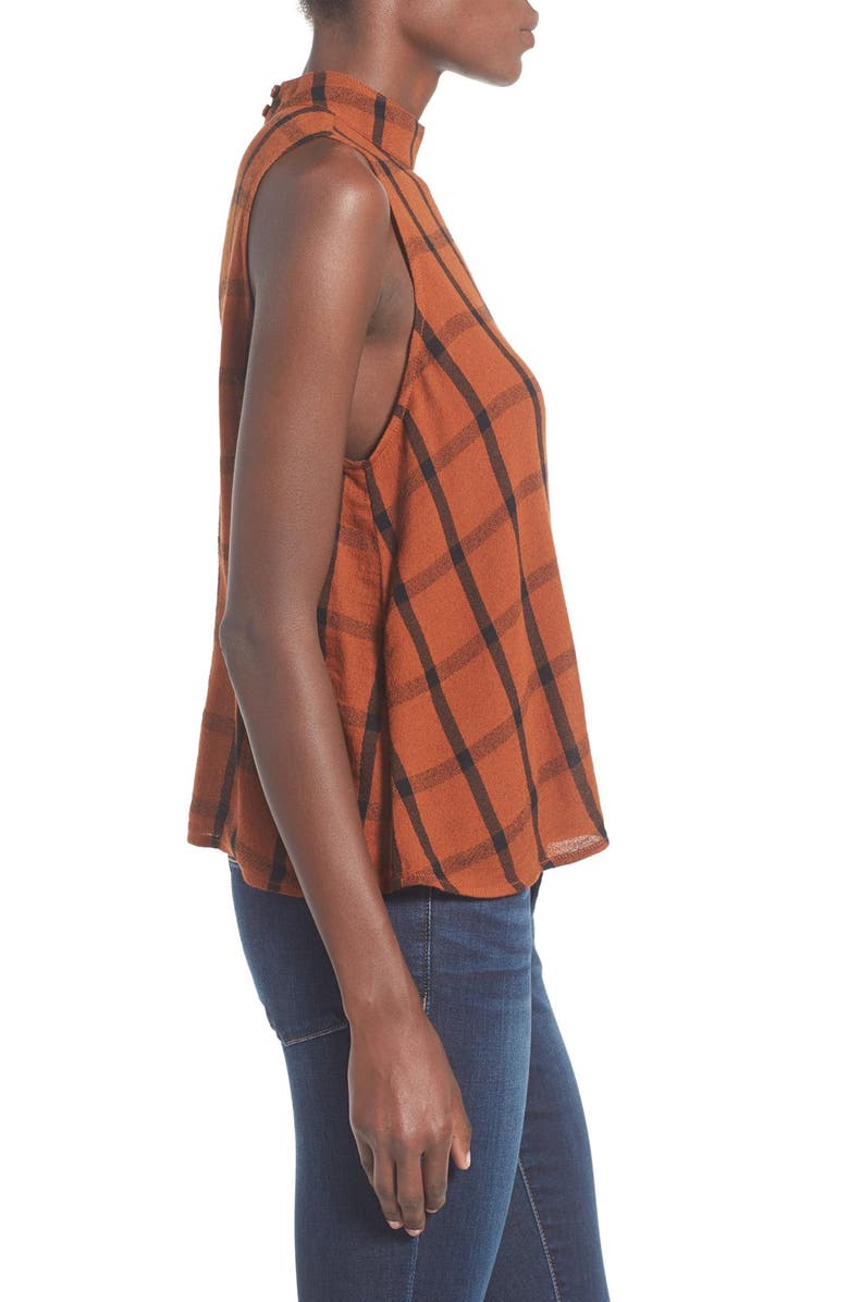 BP. Windowpane Plaid Mock Neck Top, Alternate, color, Rust Bisque Kate Windowpane