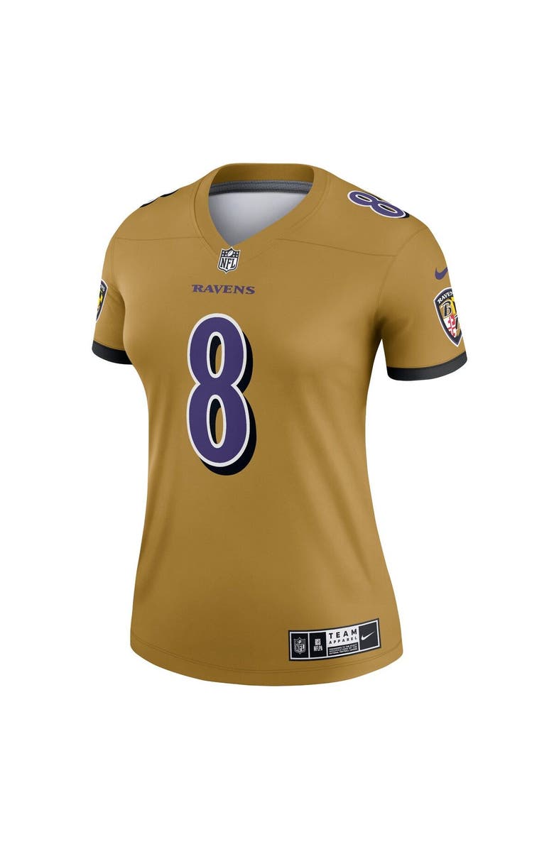 Nike Women's Nike Lamar Jackson Gold Baltimore Ravens Inverted Legend Jersey, Alternate, color, 