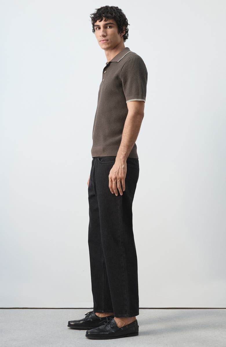 MANGO Fine Knit Herringbone Polo, Alternate, color, Chocolate