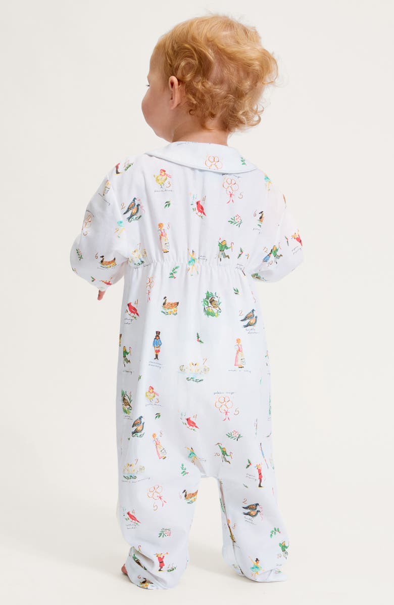 Petite Plume Cambridge 12 Days of Christmas One-Piece Brushed Twill Pajamas, Alternate, color, White