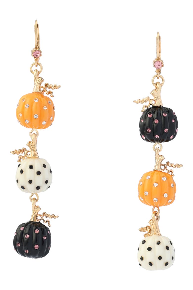 Pumpkin Linear Drop Earrings, Main, color, GOLD/ MULTI