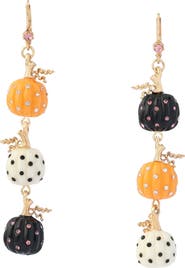 Betsey Johnson Pumpkin Linear Drop Earrings