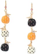 Betsey Johnson Pumpkin Linear Drop Earrings