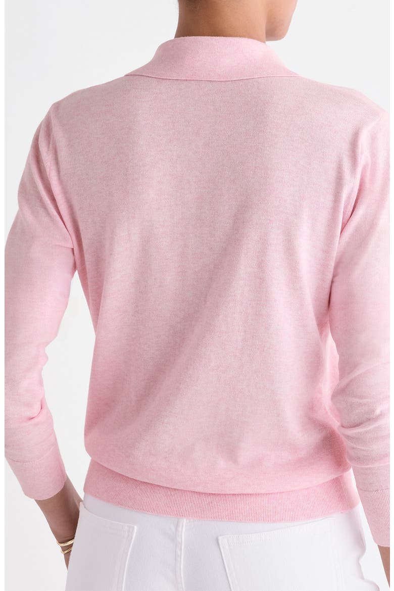 Cotton and Cashmere Polo Sweater, Alternate, color, PINK DRINK HEATHER