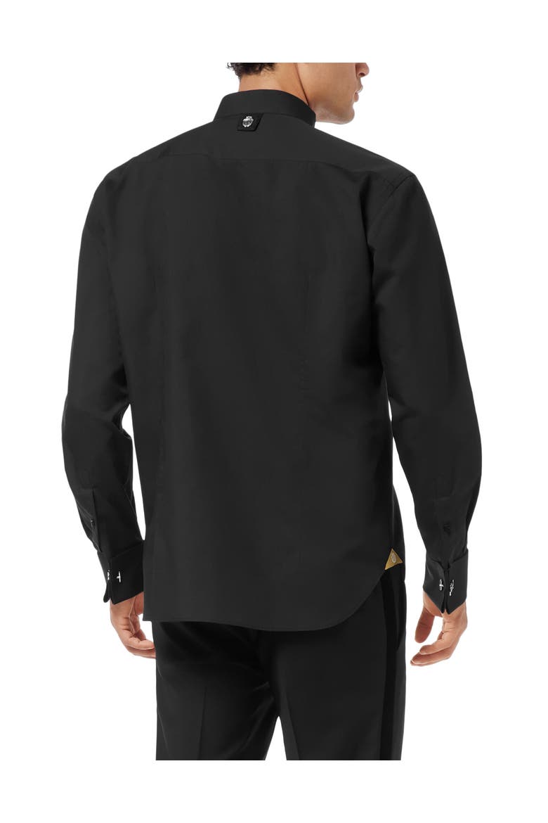 Cotton Tuxedo Shirt Gold Cut Men, Alternate, color, black