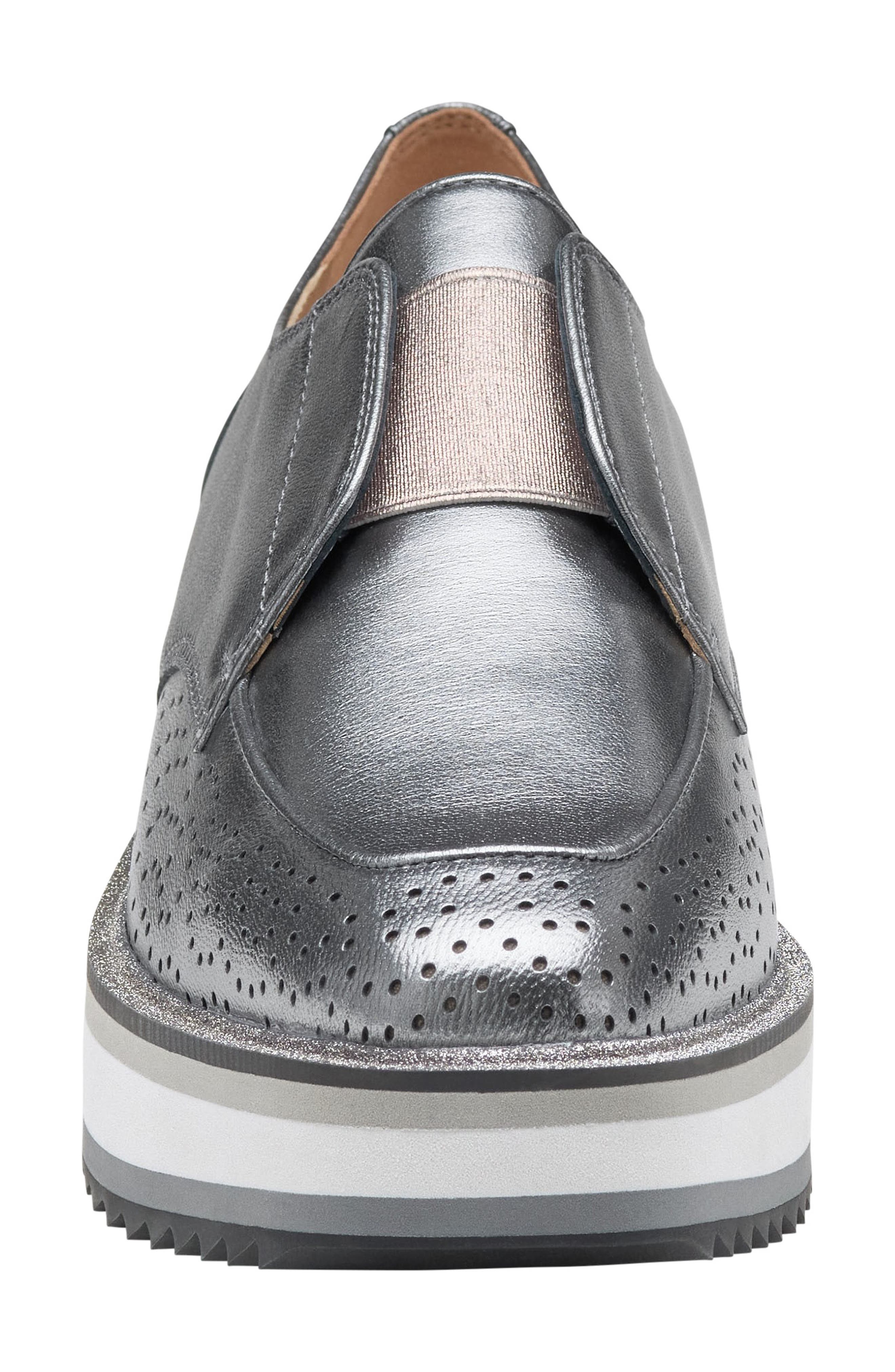 Johnston & Murphy Gracelyn Platform Wedge Derby, Alternate, color, Pewter Metallic Sheepskin