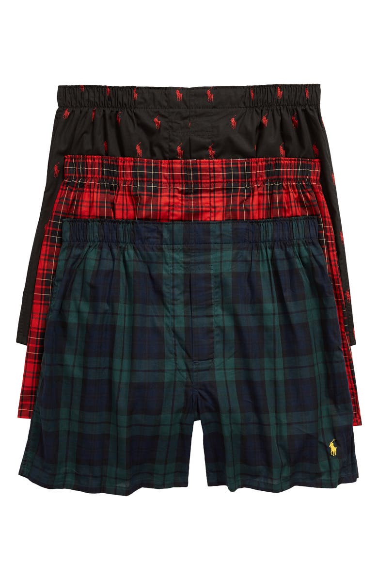Polo Ralph Lauren 3-Pack Assorted Woven Cotton Boxers, Main, color, 