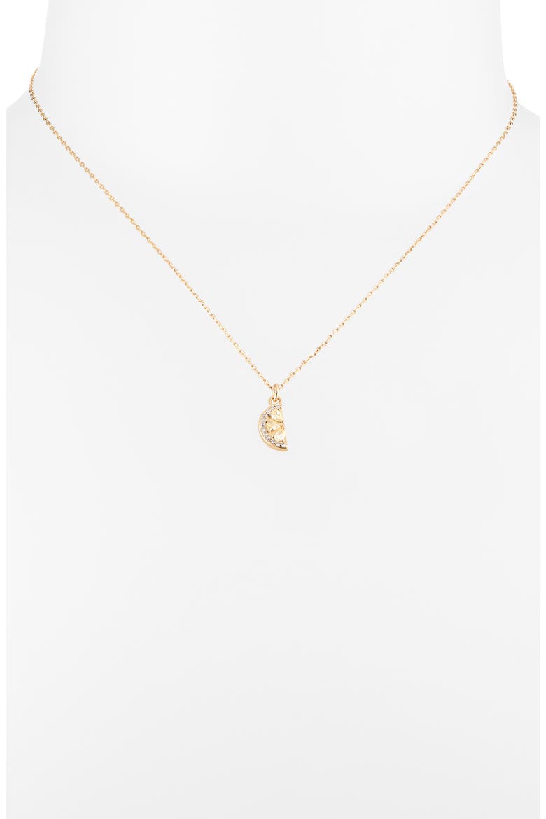 Lemon Slice Cubic Zirconia Pendant Necklace, Alternate, color, CLEAR/ GOLD